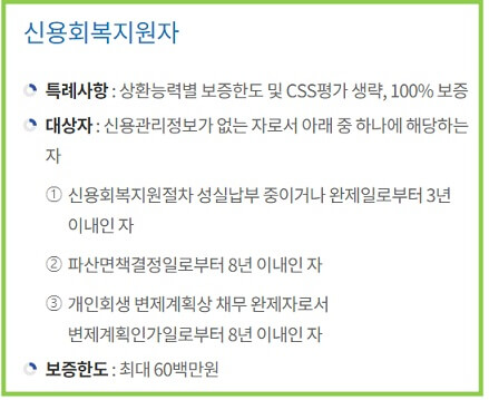 신용회복지원자-한국주택공사-특례전세자금보증